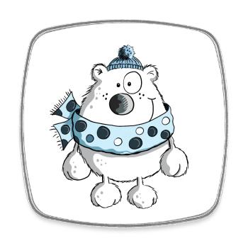 Drolliger Eisbär - Bär - Winter - Comic - Tiere - Viereckiger Kühlschrankmagnet - Weiß - Vorne
