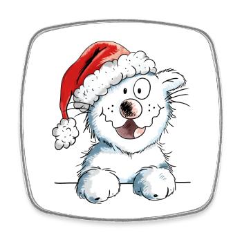 Neugierige Weihnachtskatze - Katze - Geschenk - Viereckiger Kühlschrankmagnet - Weiß - Vorne
