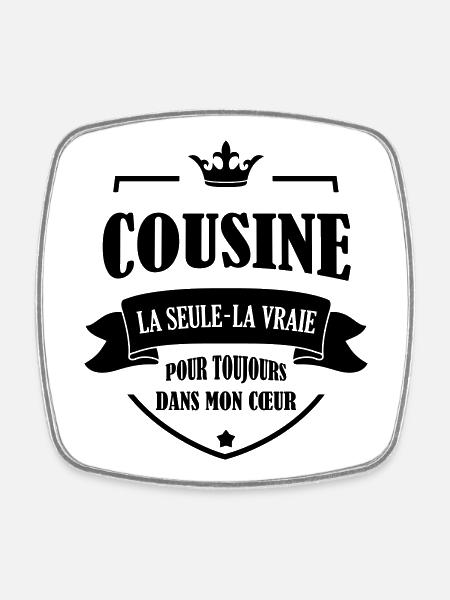 Cousin - Cousine - Famille - Naissance - Bébé - Square fridge magnet - white