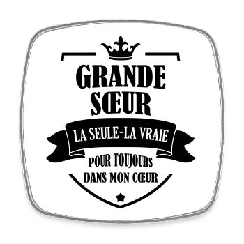 Grande Soeur Sœur Naissance Bébé Famille - Square fridge magnet - white - Front