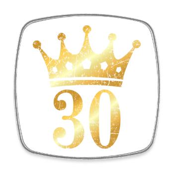 30. Geburtstag Krone (Vintage Goldgelb) - Viereckiger Kühlschrankmagnet - Weiß - Vorne