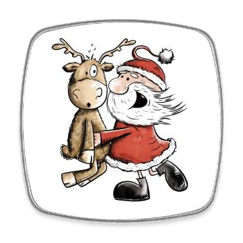 Weihnachtsmann Mit Rentier I Weihnachten Geschenk - Viereckiger Kühlschrankmagnet - Weiß - Vorne