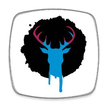 Deer patch graffiti - Square fridge magnet - white - Front