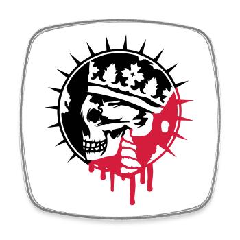 Totenschädel mit Krone Graffiti Patch - Viereckiger Kühlschrankmagnet - Weiß - Vorne