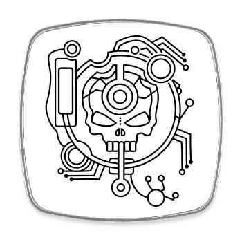 Cyber Skull Totenschädel als Schaltkreis - Viereckiger Kühlschrankmagnet - Weiß - Vorne