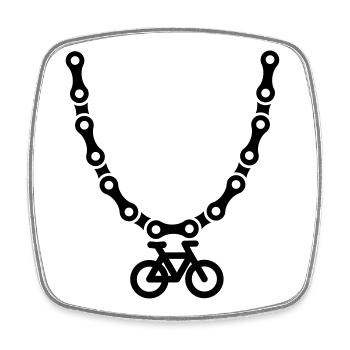 Mountain bike MTB Collier chaîne de bicyclette ATB - Magnet carré - blanc - Devant