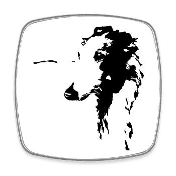 Borzoi head - Square fridge magnet - white - Front