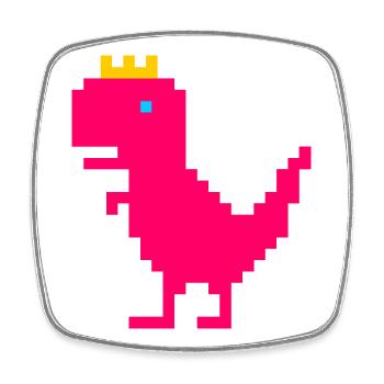 Dinosaure rose avec couronne dorée - Magnet carré - blanc - Devant