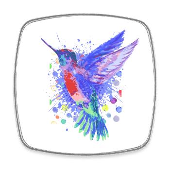 Hummingbird Bird - Beautiful colorful bird - Square fridge magnet - white - Front