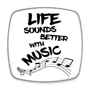 Life is better with music, musician singing* - Square fridge magnet - white - Front
