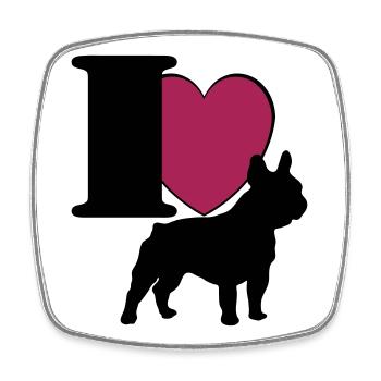 Französische Bulldogge , French Bulldog I love(25) - Viereckiger Kühlschrankmagnet - Weiß - Vorne