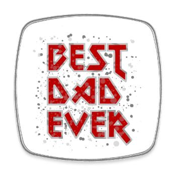 Best Dad Ever metal rock cool Spruch rot Vater - Viereckiger Kühlschrankmagnet - Weiß - Vorne