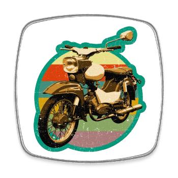 Simmi Star SR4-2 DDR Moped im Retro used look - Viereckiger Kühlschrankmagnet - Weiß - Vorne