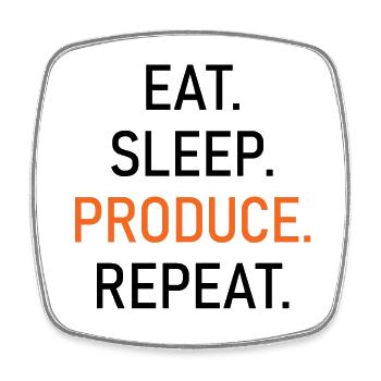 Produce. Orange Typo Shirt - Square fridge magnet - white - Front