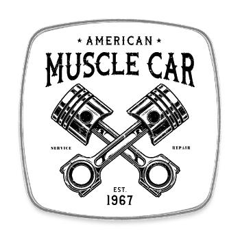 Muscle-car American Classic v8 - Square fridge magnet - white - Front