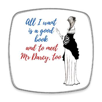 A good book and Mr Darcy - Square fridge magnet - white - Front