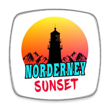 Norderney Sunset Leuchtturm Design / Geschenkidee - Viereckiger Kühlschrankmagnet - Weiß - Vorne
