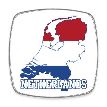 Silhouette der Niederländischen Flaggenkarte - Viereckiger Kühlschrankmagnet - Weiß - Vorne