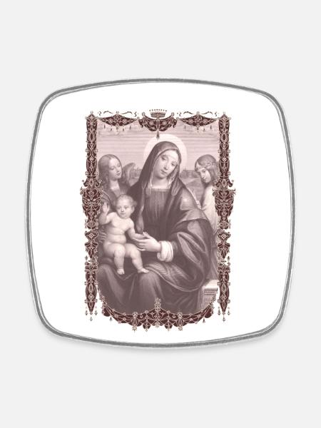 Hl.-Maria mit Jesuskind - Viereckiger Kühlschrankmagnet - Weiß