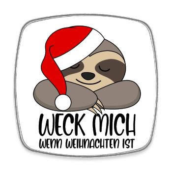 Faultier Santa XMas Weck mich wenn Weihnachten ist - Viereckiger Kühlschrankmagnet - Weiß - Vorne