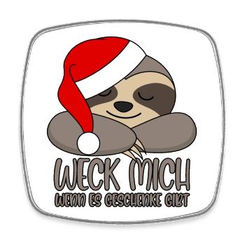 Sloth Wake me up when there are gifts - Square fridge magnet - white - Front