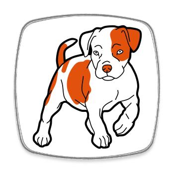 Orangener Hund Cartoon Muster - Viereckiger Kühlschrankmagnet - Weiß - Vorne
