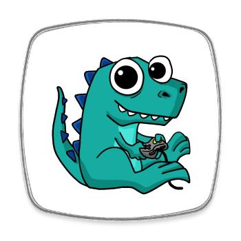 Gaming Dinosaur Sweet Gamer Nerd Animal Cher - Magnet carré - blanc - Devant