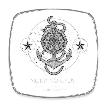 DarssCoast Nord Nord Ost, Steuerrad Anker Windrose - Viereckiger Kühlschrankmagnet - Weiß - Vorne