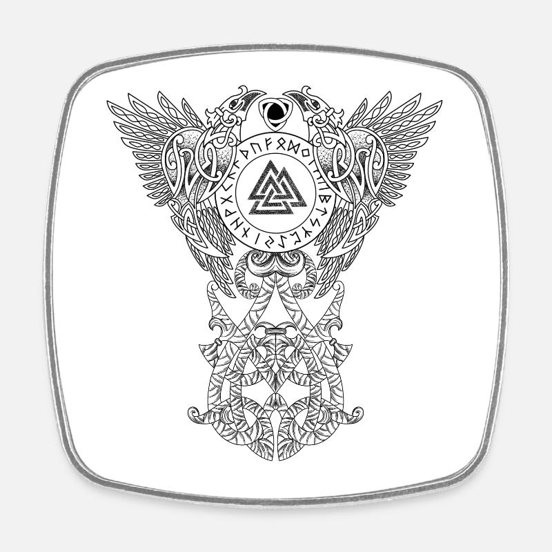 celte arbre corbeaux d’odin - Magnet carré - blanc