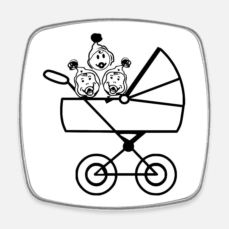 Triplés Bébés - Magnet carré - blanc
