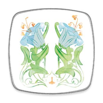 Symmetrical lily art for elegant clothing - Square fridge magnet - white - Front
