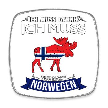 Ich muss nur nach Norwegen Spruch Elch - Viereckiger Kühlschrankmagnet - Weiß - Vorne