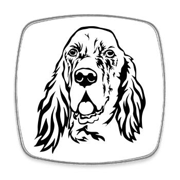 Tête de setter anglais - Magnet carré - blanc - Devant
