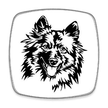 Wolfspitz Head - Square fridge magnet - white - Front