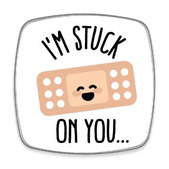 I'm stuck on you love nurse patches - Square fridge magnet - white - Front
