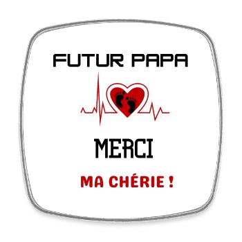 Futur papa, merci ma chérie. - Magnet carré - blanc - Devant