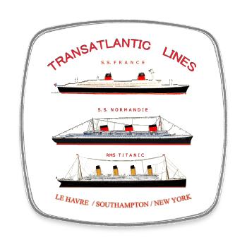 PAQUEBOT FRANCE NORMANDIE TITANIC Louis RUNEMBERG - Magnet carré - blanc - Devant