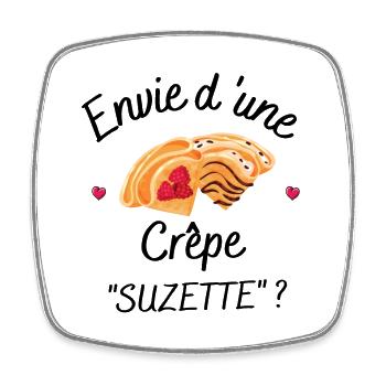 crepe, craving a pancake suzette. - Square fridge magnet - white - Front