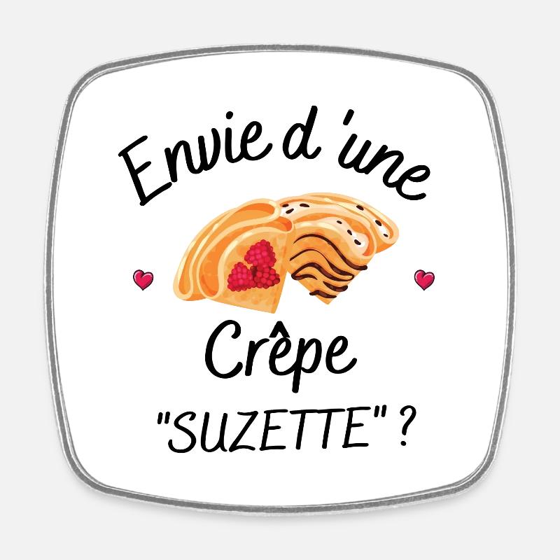 Crêpe, Drang nach einem Suzette-Pfannkuchen. - Viereckiger Kühlschrankmagnet - Weiß