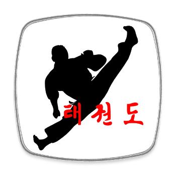Taekwondo Logo gesprungen Kick Koreanisch - Viereckiger Kühlschrankmagnet - Weiß - Vorne