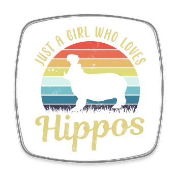 Nilpferd Flusspferd Hippo - Viereckiger Kühlschrankmagnet - Weiß - Vorne