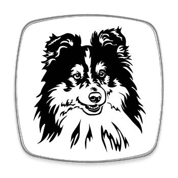Sheltie Kopf - Magnet carré - blanc - Devant