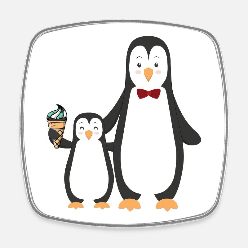 Pinguin Pinguine mit Eis - Viereckiger Kühlschrankmagnet - Weiß