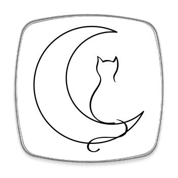 Chat de lune - Magnet carré - blanc - Devant