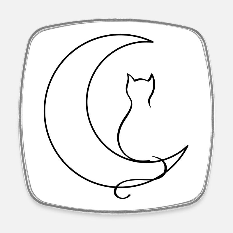 Chat de lune - Magnet carré - blanc