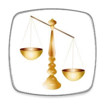 two scales on a beam with stand - Square fridge magnet - white - Front