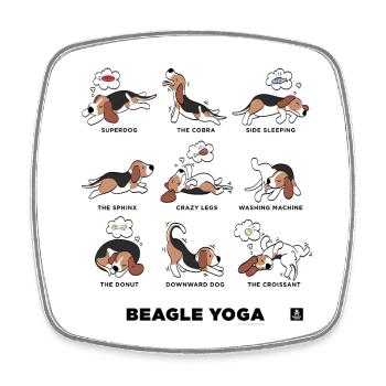 BEAGLE YOGA - Magnet carré - blanc - Devant