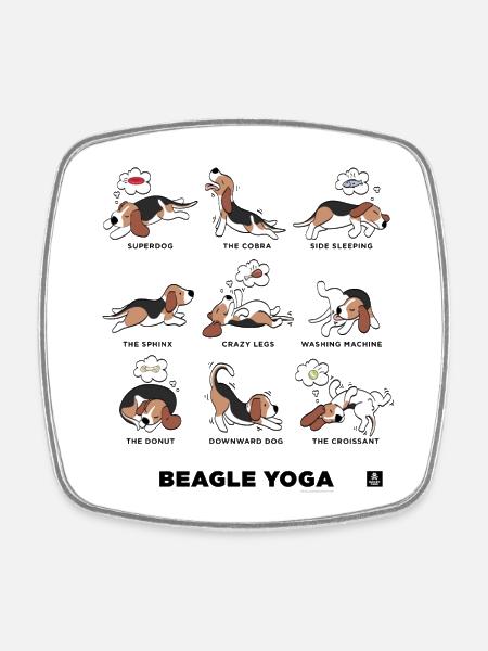 BEAGLE YOGA - Magnet carré - blanc