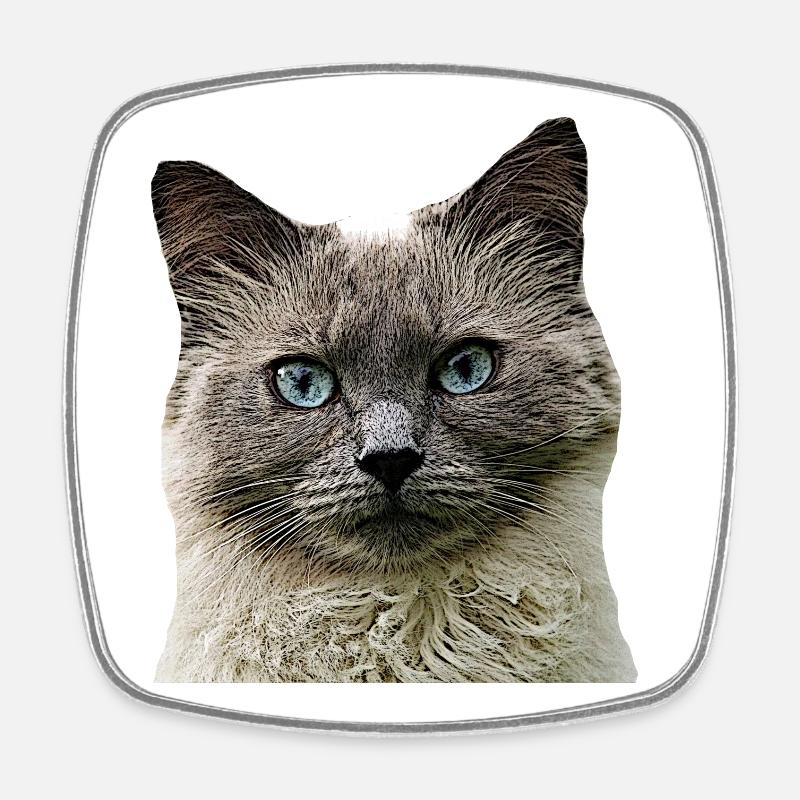 Cat Cats cat Cats Cat Head - Square fridge magnet - white