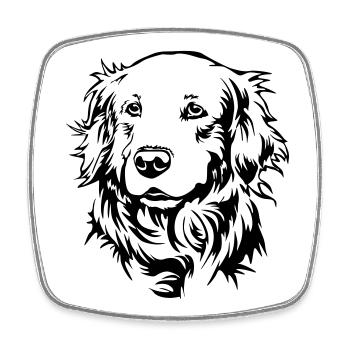 Tête de golden retriever - Magnet carré - blanc - Devant